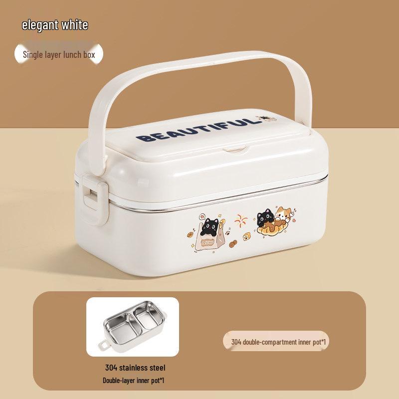 Multi-layer Insulated Stainless Steel Bento Box - Microwave Safe for Office Lunches