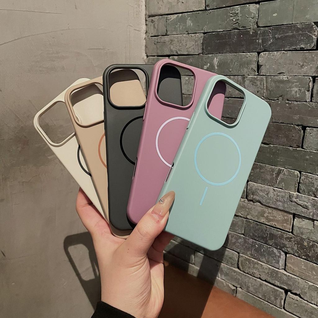 Applicable To IPhone16ProMax Thin Circle Magnetic Skin Absorbing Mobile Phone Case Apple 15 Matte 14 Fall Protection Case 13