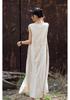 2025 Autumn/Winter Women's Cotton & Linen Ramie Tie-Up Sleeveless Dress - Long Artistic Skirt for Home & Travel