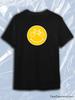 TeeSensation Black Crew Neck Short Sleeve T-Shirt with Yellow Smiley Face Bicycle Eyes Print