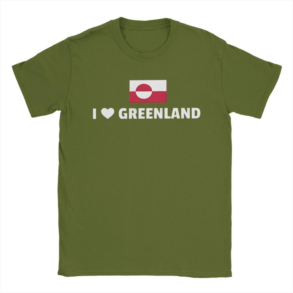 Greenland Flag TShirts Men Funny Pure Cotton Tee Shirt Crew Neck Short Sleeve T Shirts Gift Idea Clothes