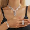 4PC Women's Fashion Geometric Necklace Earrings Bracelet Zircon Set Suitable for Wedding, Party, Festival Gifts-8507