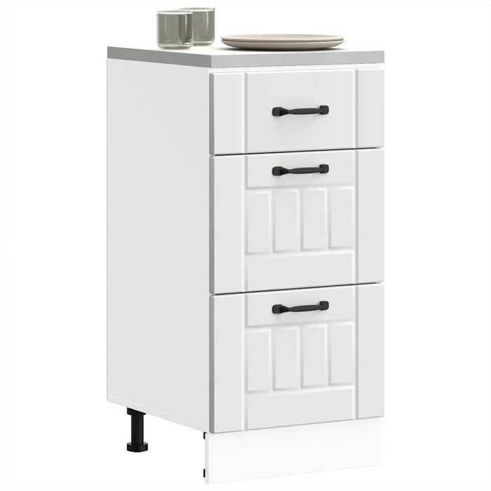 VidaXL Armoire de cuisine Lucca blanc bois d'ingénierie, meuble d'évier, meuble de cuisine avec tiroir, meuble de cuisine à 854230