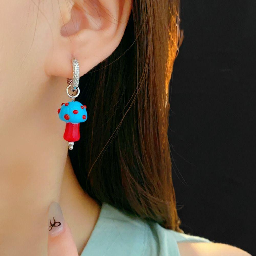 

Vintage Dangle Earring Mini Mushroom Cute Earring Sweet Mushroom Earrings Gift синий