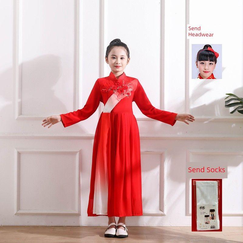 

Красная песня Детский хор Одежда Костюмы для выступлений Речь ведущего Мальчики и девочки Декламация стихов Учащиеся начальной и средней школы Одежда для выступлений Red gradient Embroidered female long sleeve 130cm