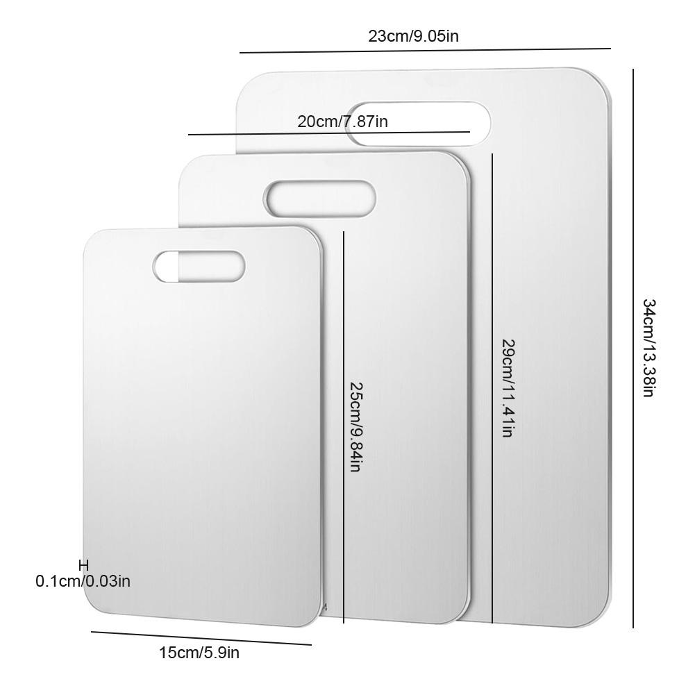 1 Stück Edelstahl-Schneidebrett mit Griff Schneidebretter für die Küche Titan-Schneidebrett für Fleisch Obst Gemüse