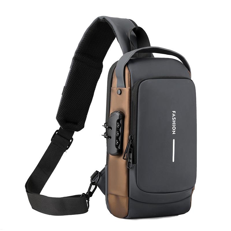 Men's Fashion Trend Simple Business Trip Commuting Bag Daily Versatile Contrasting Design Chest Bag