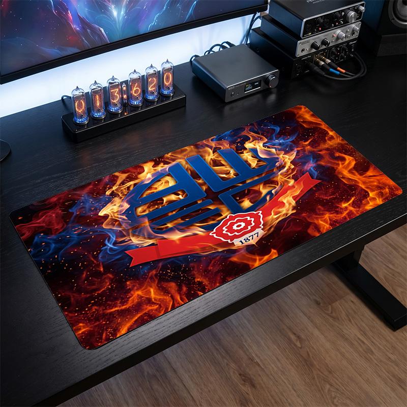Bolton Wanderers FC Theme Pattern Mouse Pad, Soccer Logo Design XXL Gaming Desk Mat Non-Slip Computer Mouse Pad