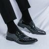 Britain Men's Pointed Black Gold Rivet Casual Dress Homecoming Shoes Rock Punk Loafers Formal Wedding Footwear Zapatos Hombre