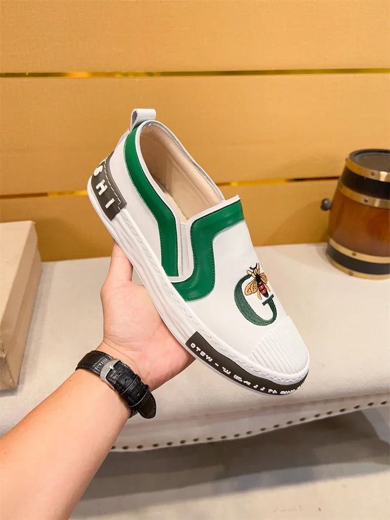 Italy Men's Casual Designers Casual Shoes Luxury Fashion Genuine Leather Business Leather Shoes Lace-up Sports Classic Sneakers