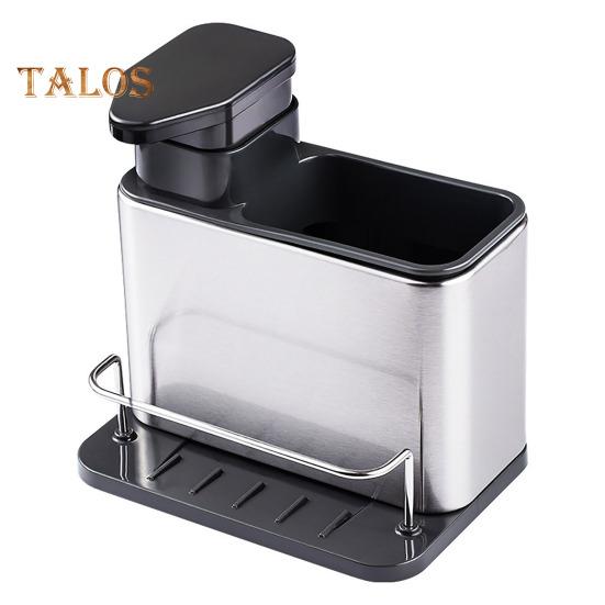 

Дозатор для мыла для рук и посуды Нескользящая дренажная основа Держатель для губки Съемный органайзер для кухонной мойки Столешница Щетка для мытья посуды серебряный