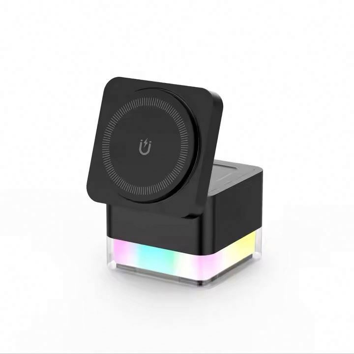 JEDI 2025 Simple Fast Charing 4 in 1 Cylindrical Wireless Charge Station Magic Cube Charger 3In1 Magnetic With RGB Light