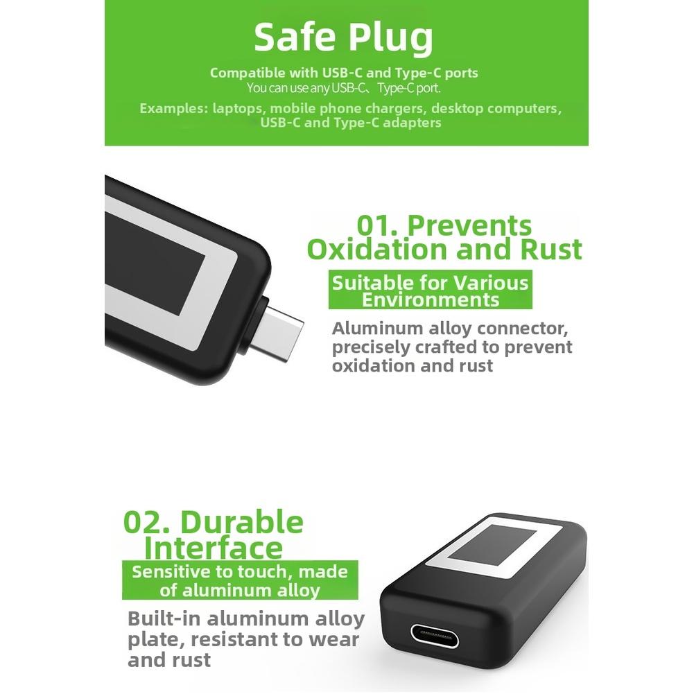 Real Time USB C Digital Tester with Voltage Current Meter for Power and Capacity Monitoring Safety Timer to Avoid Overcharging