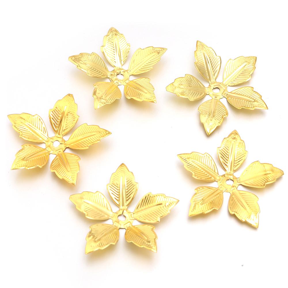 30pcs Metal Flower Spacer Beads Caps Iron Petals Connectors For Jewelry Making DIY Crafts Necklace Bracelets Decor Accessories