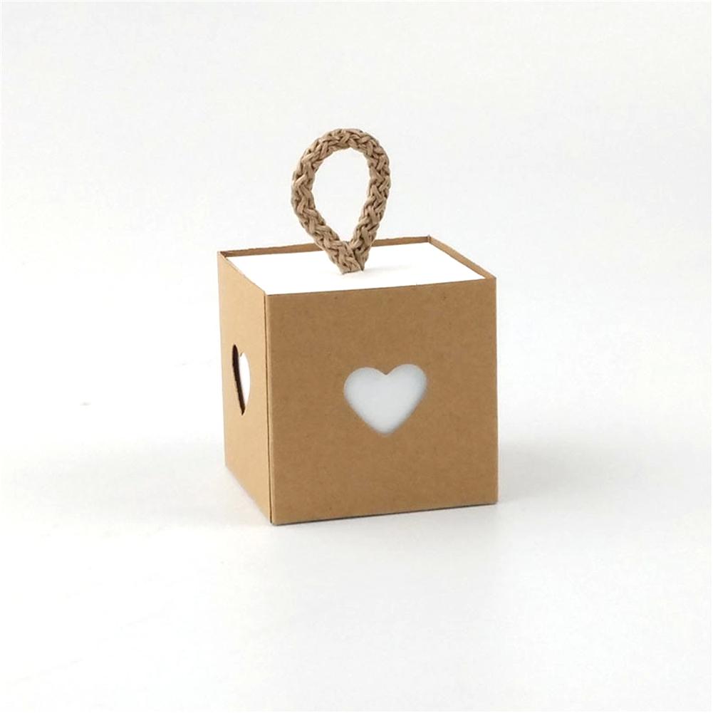 50pcs Kraft  Paper  Gift Box Recyclable Beautiful Simple Heart-to-heart Design Retro Candy Packaging Box For Gift Wrapping