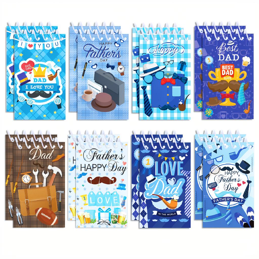 

8pcs Father s Day Spiral Notebook Dad Gift Pocket Journal Tear-Off Memo Pad Party Favor Stationery Office School Supplies