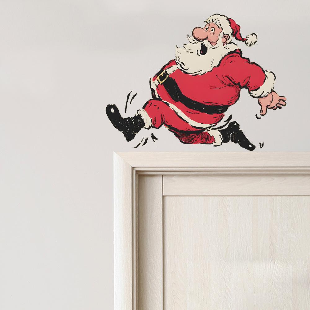 Personalisierte Laufender Weihnachtsmann Weihnachtsatmosphäre Heimdekoration Wandaufkleber