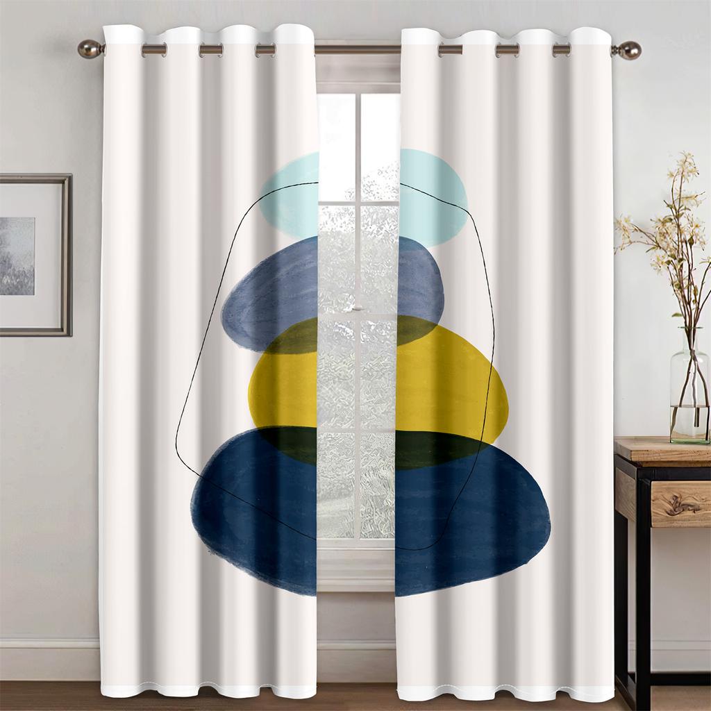 Abstrakte Geometrische Böhmische Kunst Graffiti Morandi Lichtfilternde Vorhänge Fenstergardinen für Wohnzimmer Schlafzimmer Dekor 2 Stück