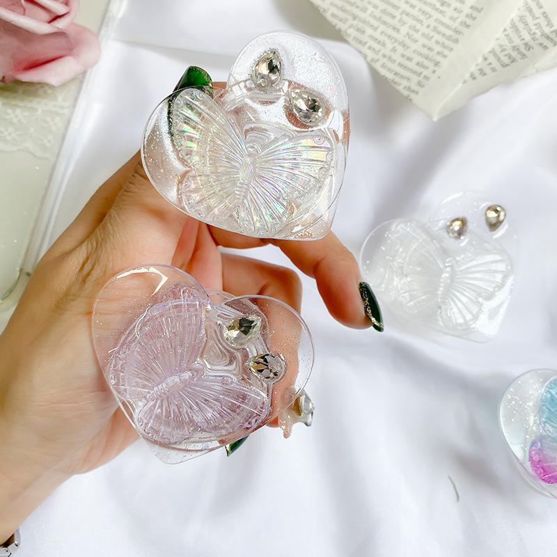 Transparent Butterfly Wind Pure Desire Mobile Phone Airbag Bracket Creative Rhinestone Simple Paste Desktop Air Cushion Support