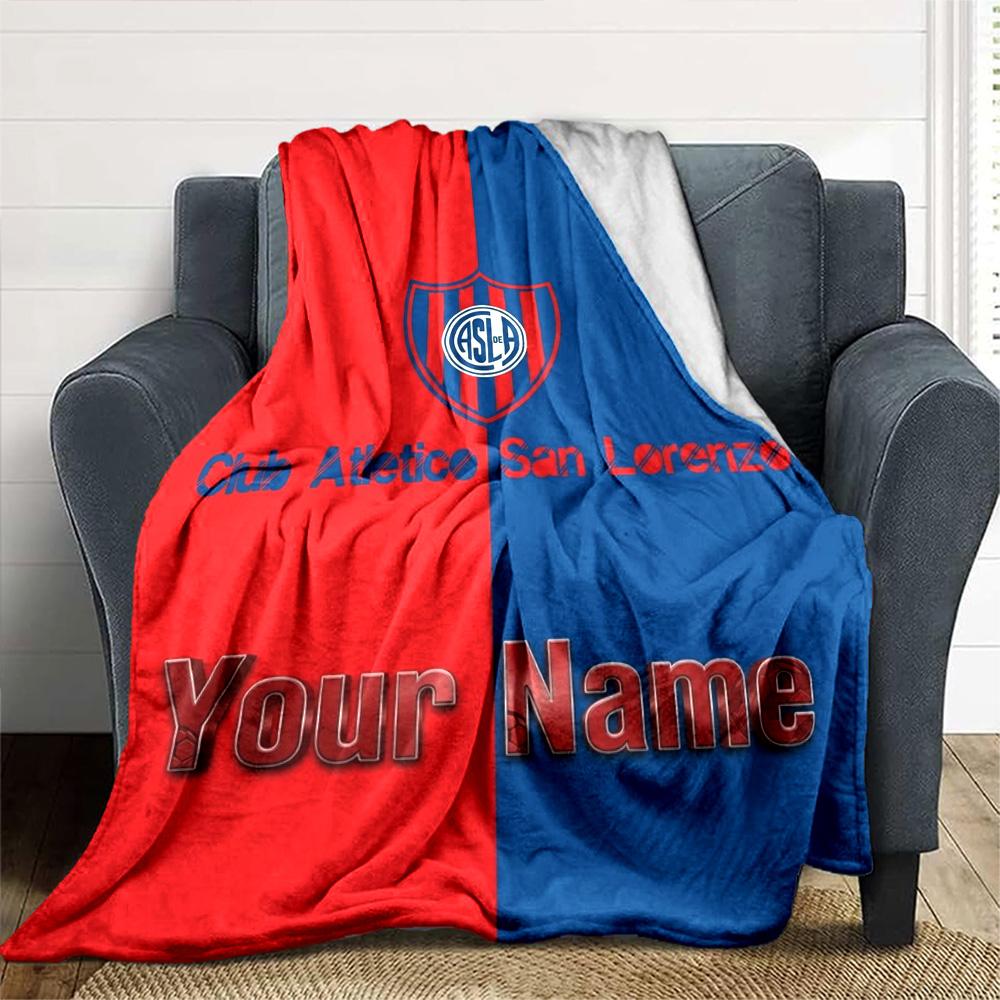 Name Custom San Lorenzo Logo Print Flannel Blanket High Quality Warm Comfortable Cover for All Seasons Perfect for Gifts Home Decor