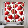 2Pcs Polyester Strawberry Red Strawberry Printing Window Curtains Birthday Party Decoration Backdrop Drapes for Living Room