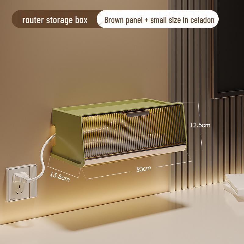 Wall-Mounted Multi-Functional Storage Box for WiFi Router, Power Strip, and Cable Management
