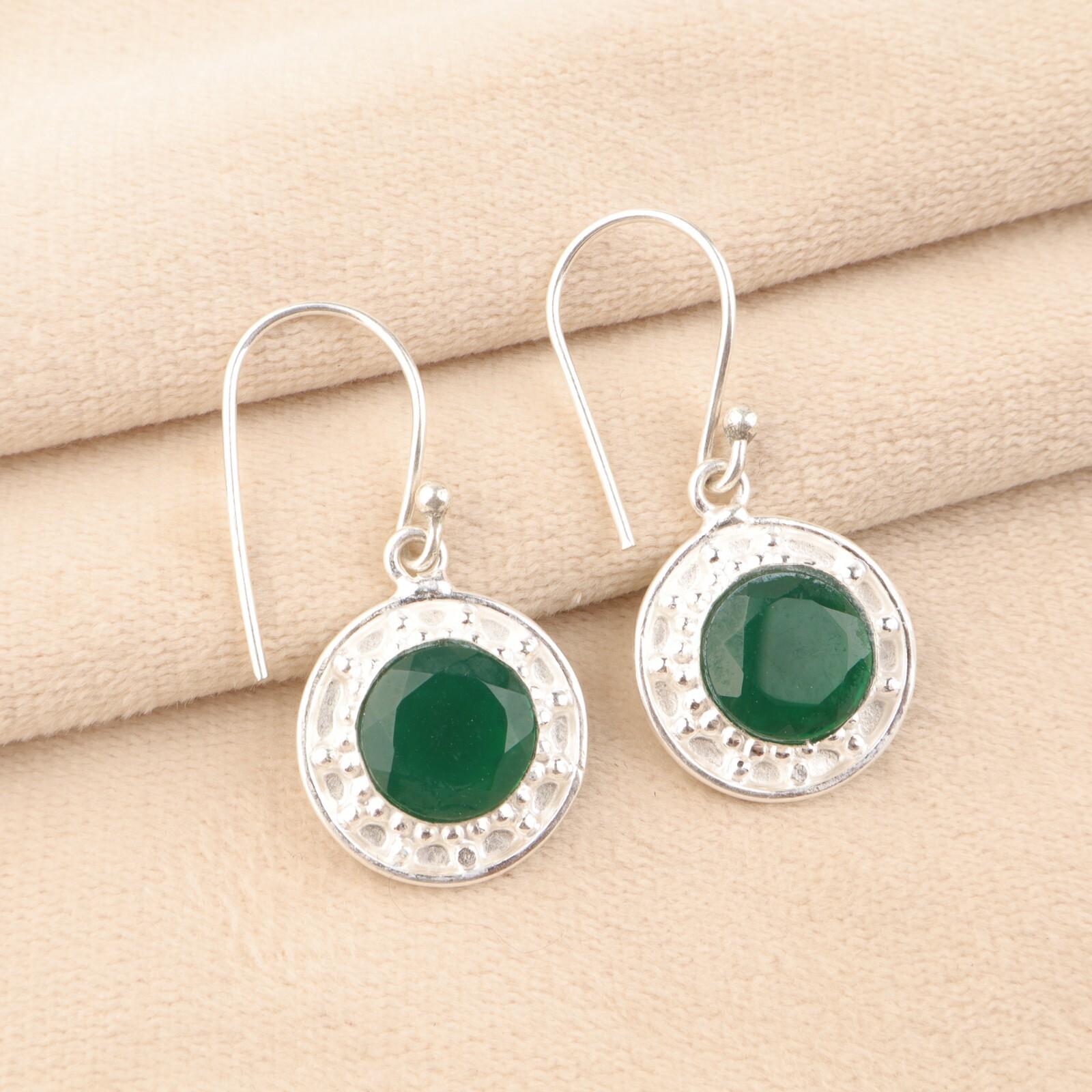 

Натуральный зеленый оникс драгоценный камень 925 проба серебро штампованное ручной работы серьги уникальные украшения EE-153-19