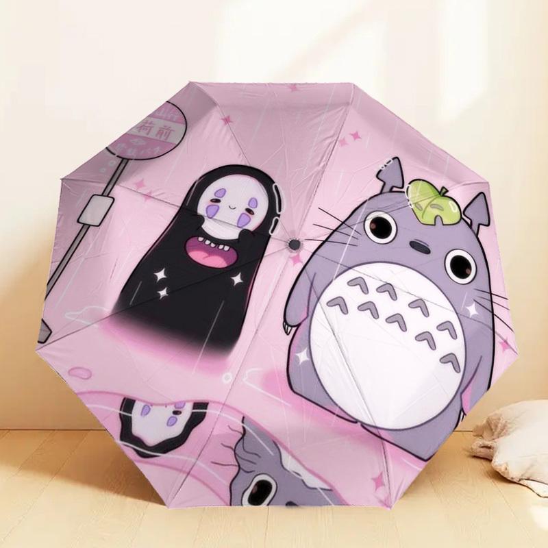 1 Stück Totoro Kein Gesicht Automatischer Faltregenschirm, Robuster 8-Rippen-Eisenrahmen, Geeignet für Reisen, Täglichen Gebrauch, Geburtstag, Dekorationsgeschenk m0104061