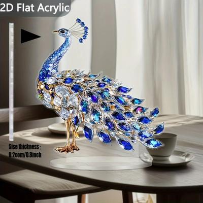 2D Flat Acrylic Standing Brand Ornament Handicraft Animal Peacock Ornament
