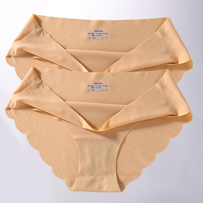 2 Stück/Set M-XL Nahtlose Eis-Seide Sexy Damen Slips Pantys 7 Unifarben Atmungsaktive Pantys Unterwäsche Für Mädchen Dessous