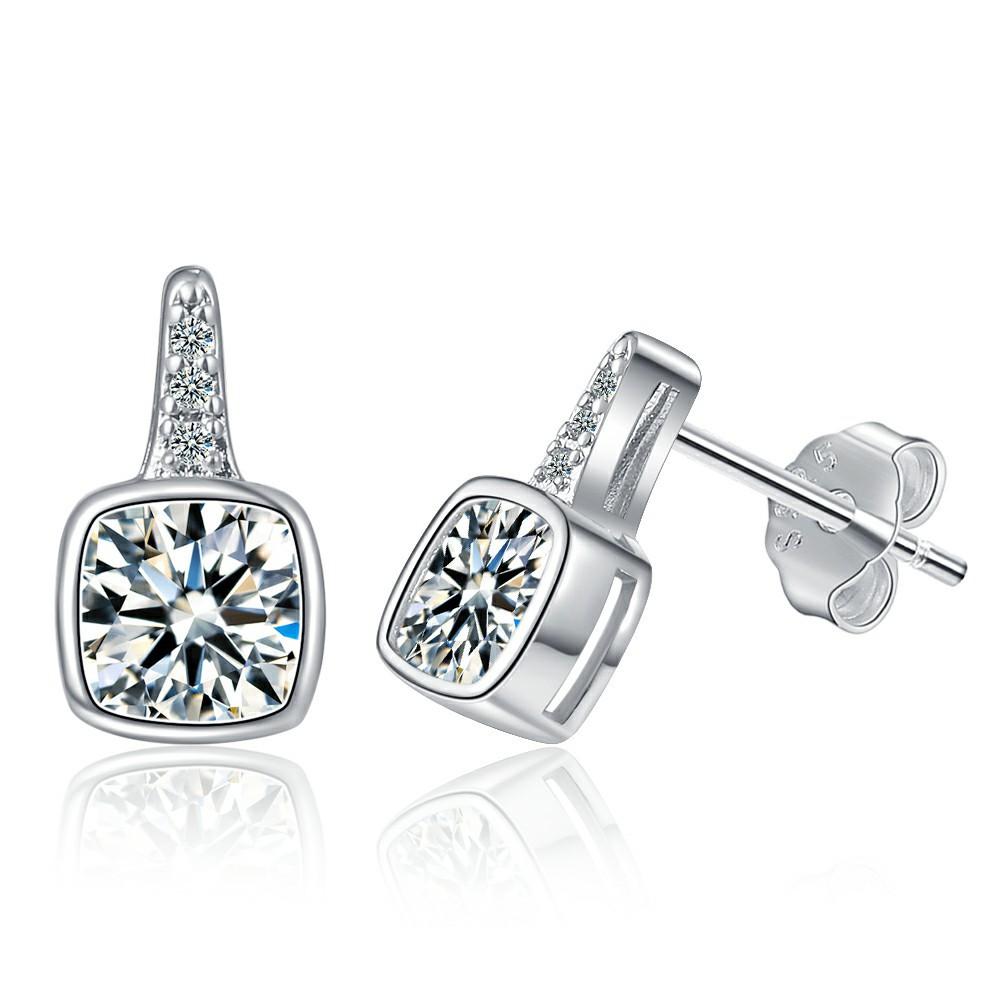 Personalized Design Sense of Valentine's Day To Send A Girlfriend Gift Earrings Fashion Temperament Elegant Light Luxury Wind Square Zirconia Earrings