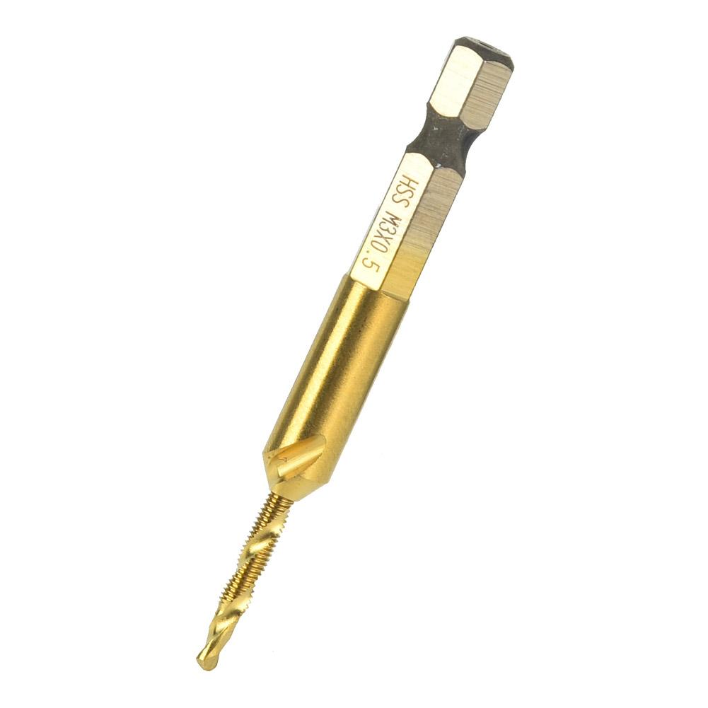 HSS 6.35mm Hex Shank Tap Drill Bit Through-Hole Inner Chip Removal Tap Drill 15mm(M3)
