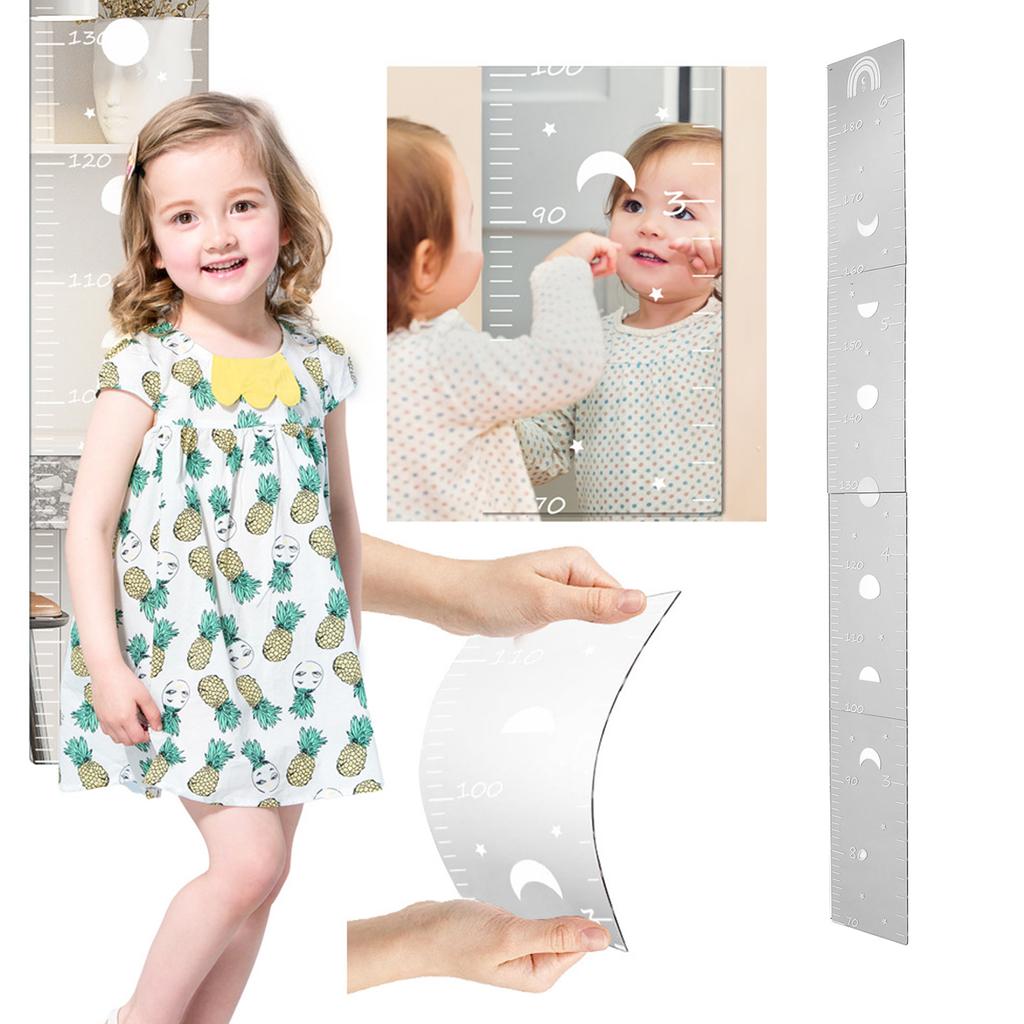 Growth Chart Mirror Multipurpose Acrylic Shatterproof Flexible Height Measurement Ruler for Wall for Kids Boys Girls Toddlers