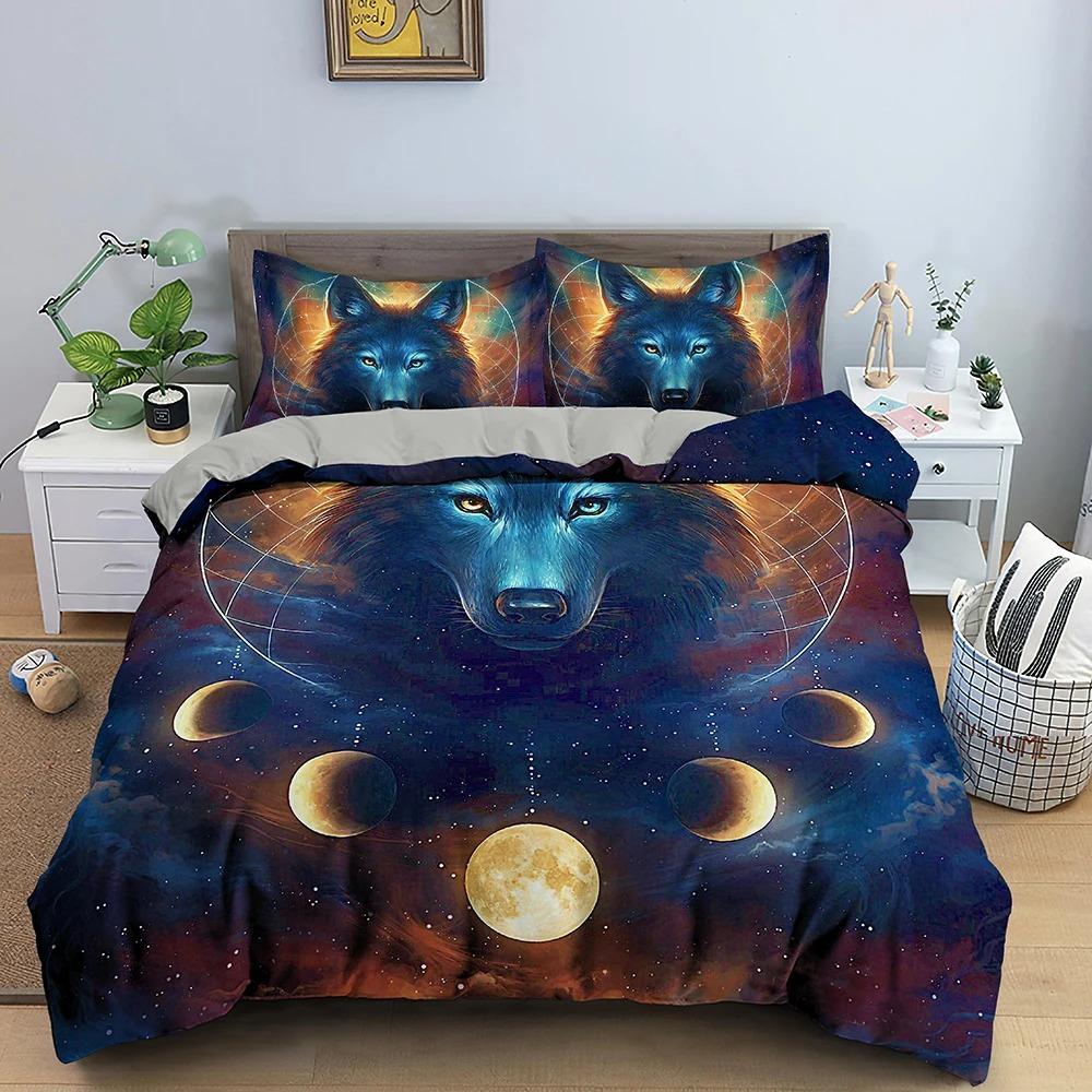 Moon Wolf Bohemia Cotton Duvet Cover 220x240 Winter Double Bed Set King Size Bedding Comforter Sets Soft Warm