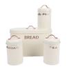 Set da 4 pezzi: Porta pane e barattoli in ferro per cucina, Caffè, Tè, Zucchero, Porta pane in metallo per piano di lavoro