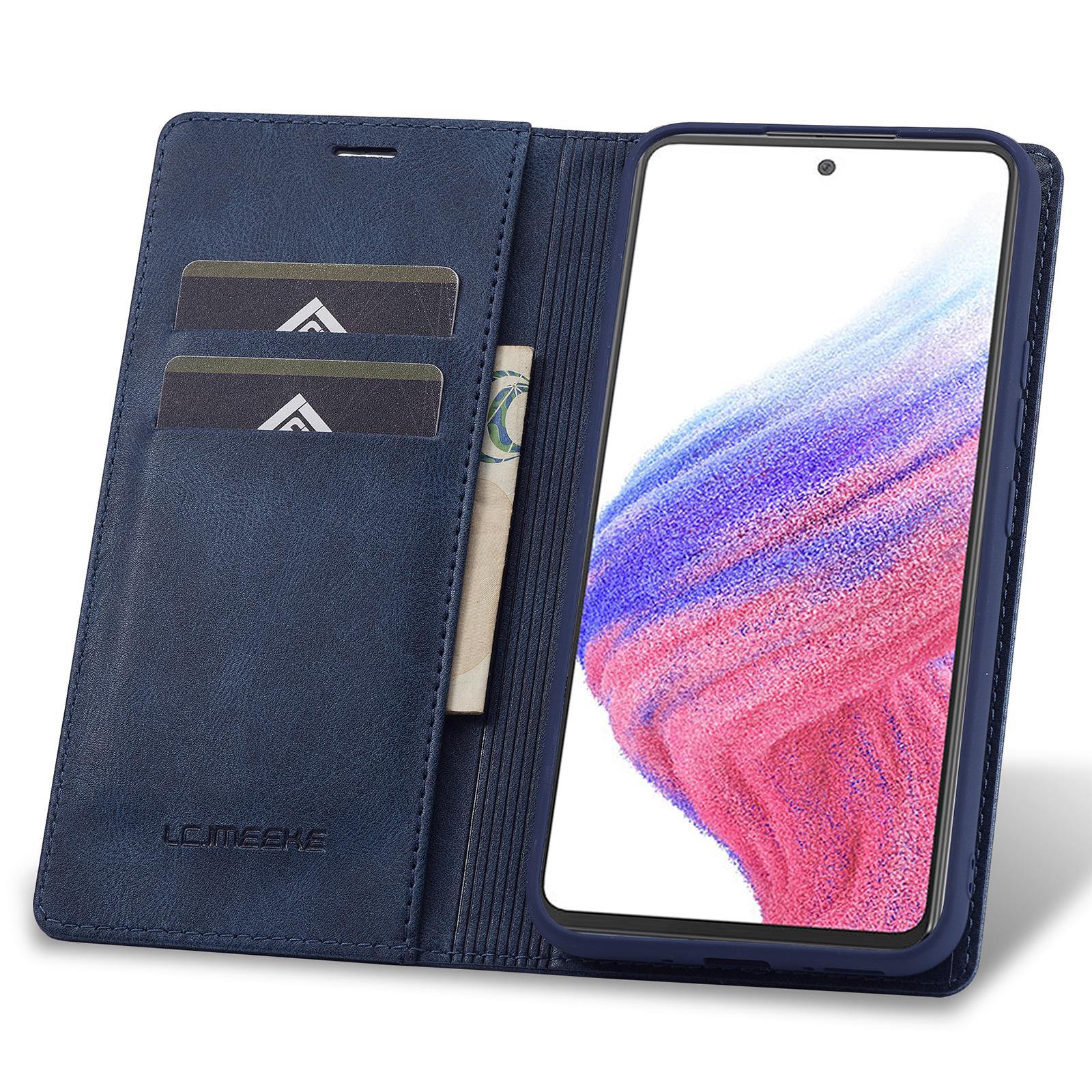 

LC.IMEEKE For Samsung Galaxy A54 5G PU Leather RFID Blocking Phone Case Wallet Stand Cover Red