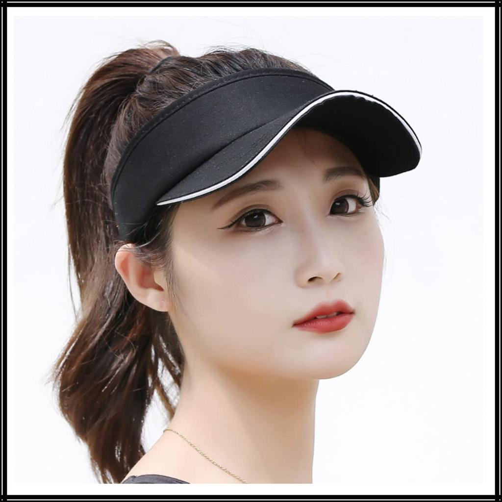 Visor Sun Visor Plain Hat Brim Line Simple Long Brim Cap CA527 [White Fang] Women's (Blue)