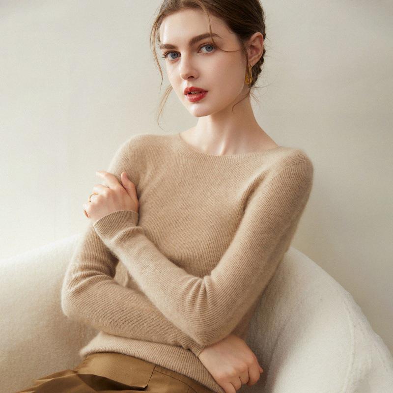 Damen Pullover aus 100% reinem Kaschmir, schmale Passform, Rundhalsausschnitt, Herbst/Winter 2025 Kollektion.