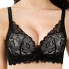 [Charmake Body] Anan Featured Model Bra (Sold Separately) High Sides, Non-Wired, Soft and Slimming Bra (Black (Floral), M)