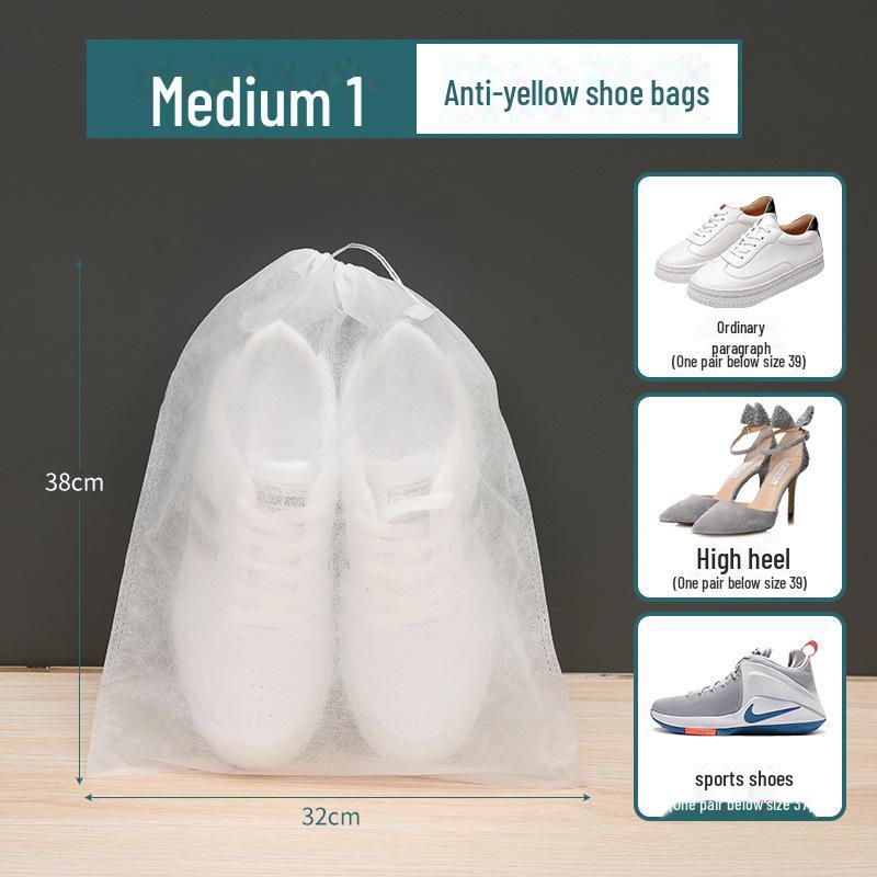 Disposable Non-Woven Dustproof Shoe Drying Cover with Drawstring – Small White