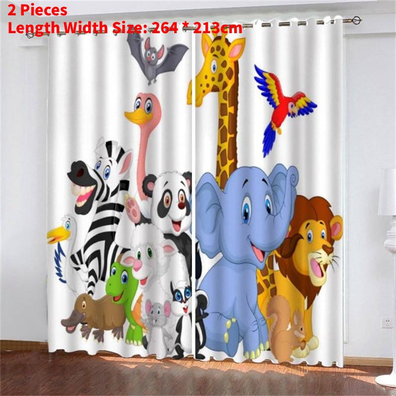 Zoo Curtain Forest Cartoon Children 3d Digital Printing Lightblocking Curtain