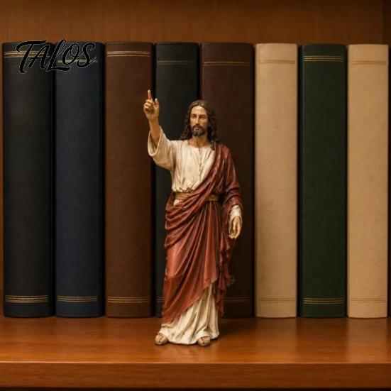Decorative Collectible Religious Statues Jesus Reading Book Resin Figurine, Small Statue for Bookshelf Mantel Prayer Baptism Communion Gifts Believers