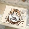 1Pcs Rubber Drying Mat With Cute Kitten Print For Coffee Shop Restaurant Kitchen Carpet Tableware Durable Diatom Mud Table Mat Pet Mat Coffeeware