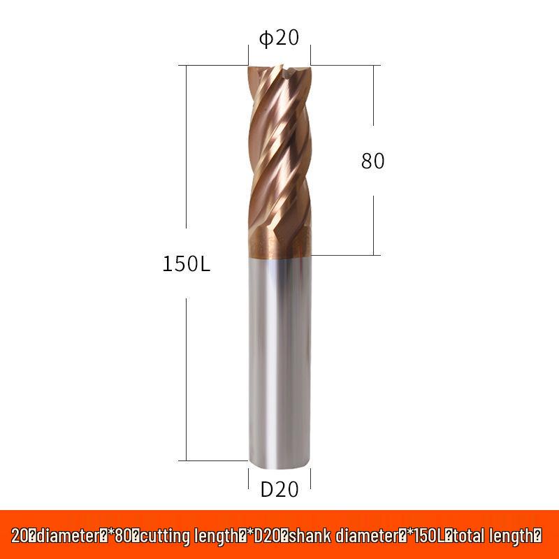 Taiwan 60° Tungsten Carbide 4-Flute Coated End Mill for Steel CNC Machining