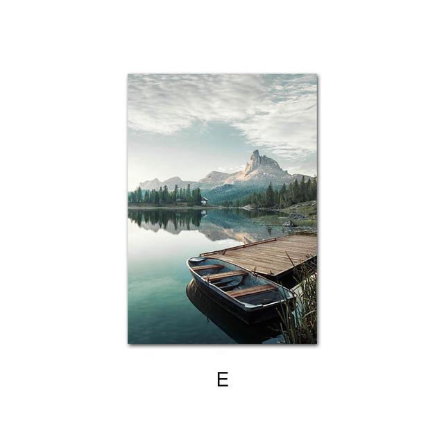 Landscape Painting Lake Reflection Canvas Poster Bohemia Sunrise Nature Nordic Style Art Print Gallery Wall Decoration Picture