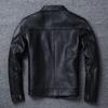 Men's Casual Slim Black Genuine Leather Jacket Fashion Real Cowhide Vintage Motorcycle Biker Coat Spring Autumn