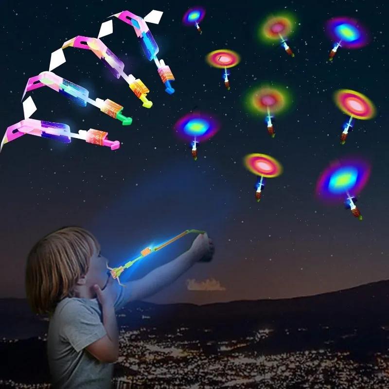 6/10pcs Catapult Slings Glowing Arrows LED Lights Flashing Dragonfly Glowing Children's Party Toys Gifts Illuminate the Sky
