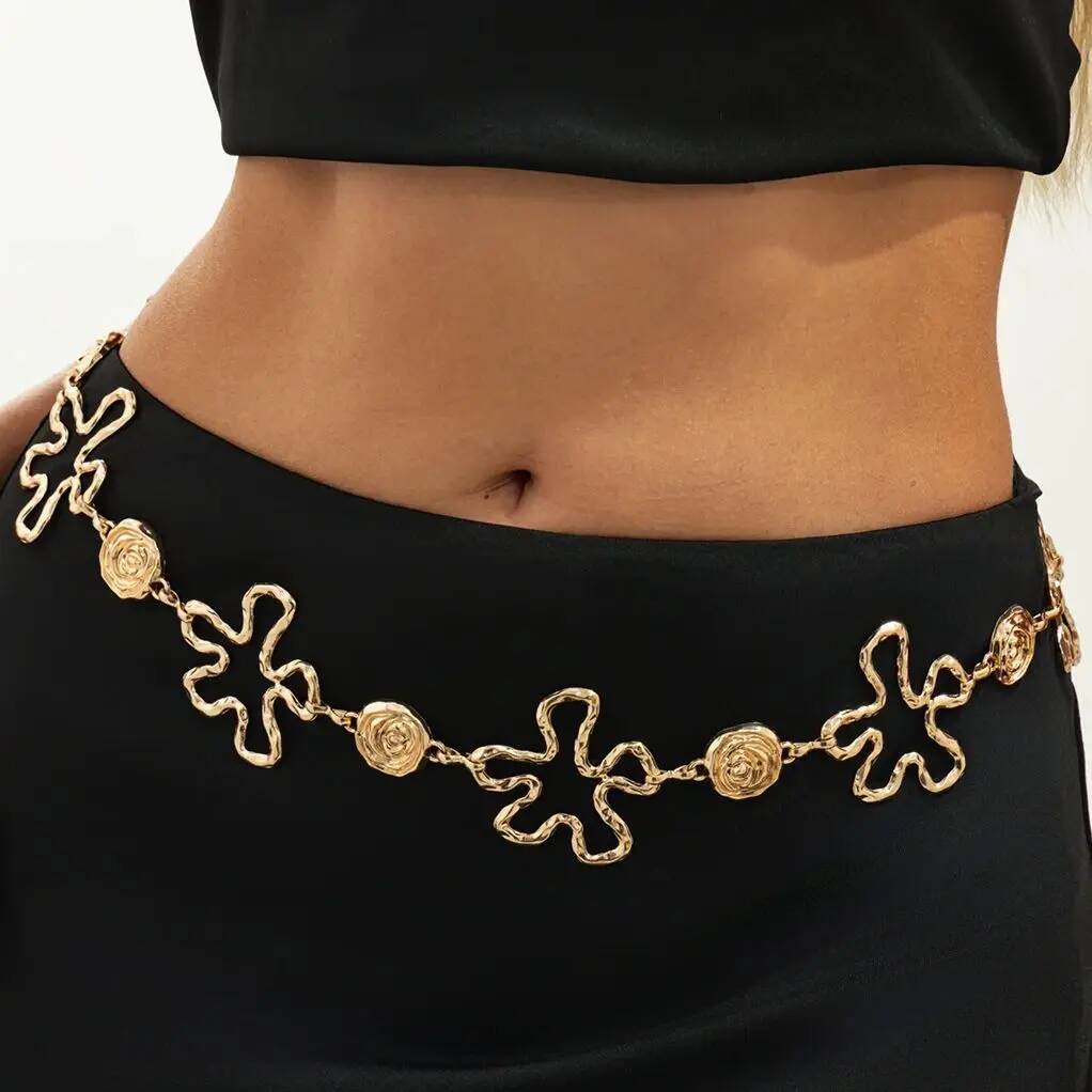 IngeSight.Z 2026 New Bohemia Hollow Out Flower Belly Waist Chain for Women Summer Sexy Bikinis Dress Accessories Body Jewelry