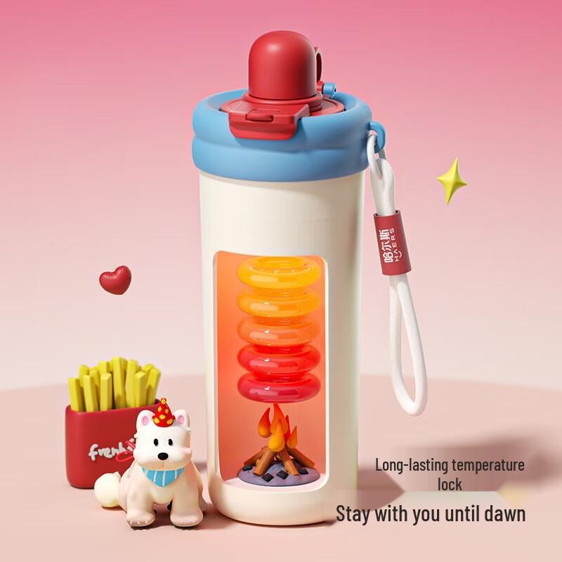 HAERS Meow Dessert 580ML 316L Stainless Steel Straw Thermos