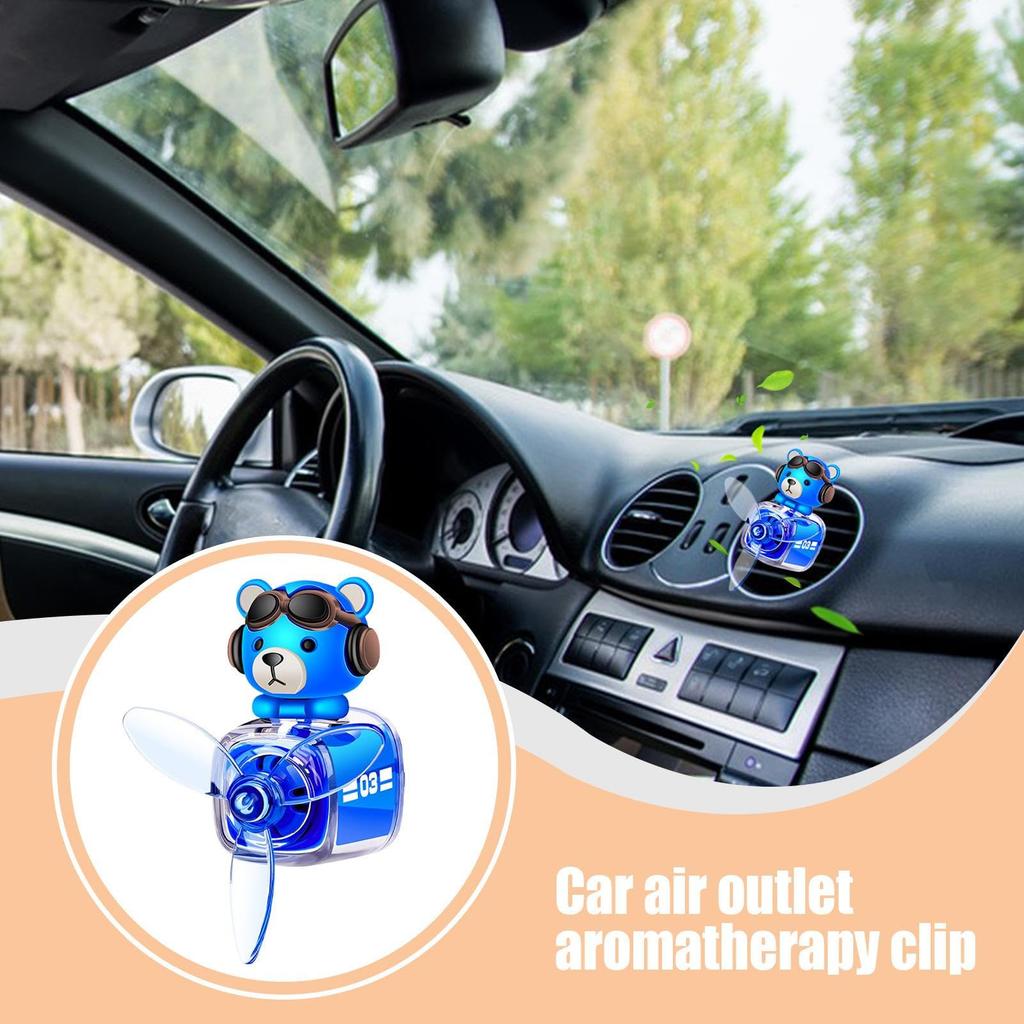 Cute Bear Car Air Freshener - Propeller-themed scented diffuser, long-lasting